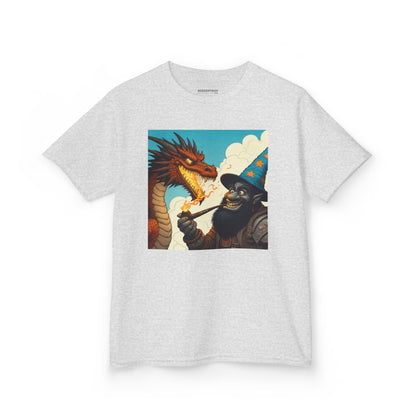 Camiseta | Camiseta Infantil | Algodão Pesado | Fantasia Épica | Duelo de Magia | Dragão