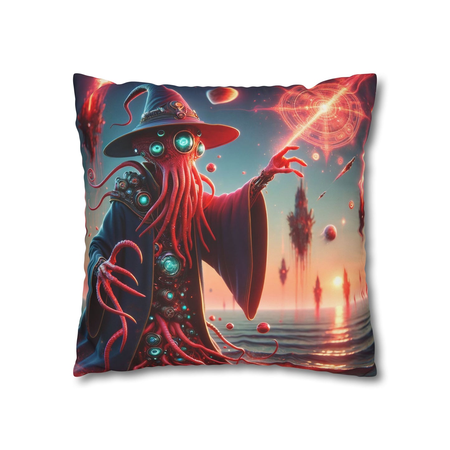 Kussensloop | Vierkant | Polyester canvas | Lovecraftiaanse Horror | Illithid