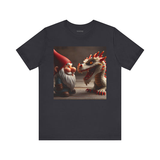 Camiseta | Unisex | Camiseta de punto | Manga corta | Fantasía Mitológica | Gnomo y Dragón