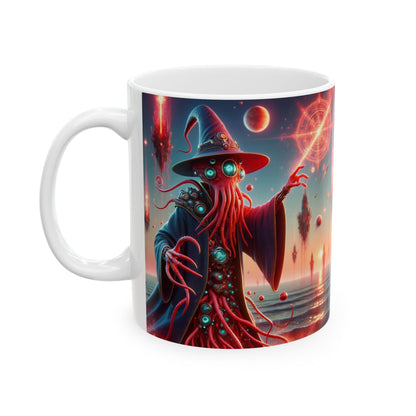 Taza | Cerámica | Blanca | Horror Cósmico | Mago Lovecraftiano