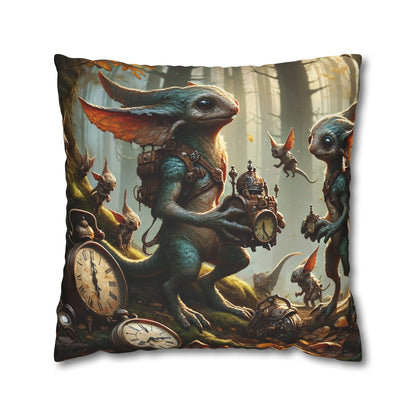 Kussensloop | Vierkant | Polyester canvas | Steampunk Feeën | Boswachters