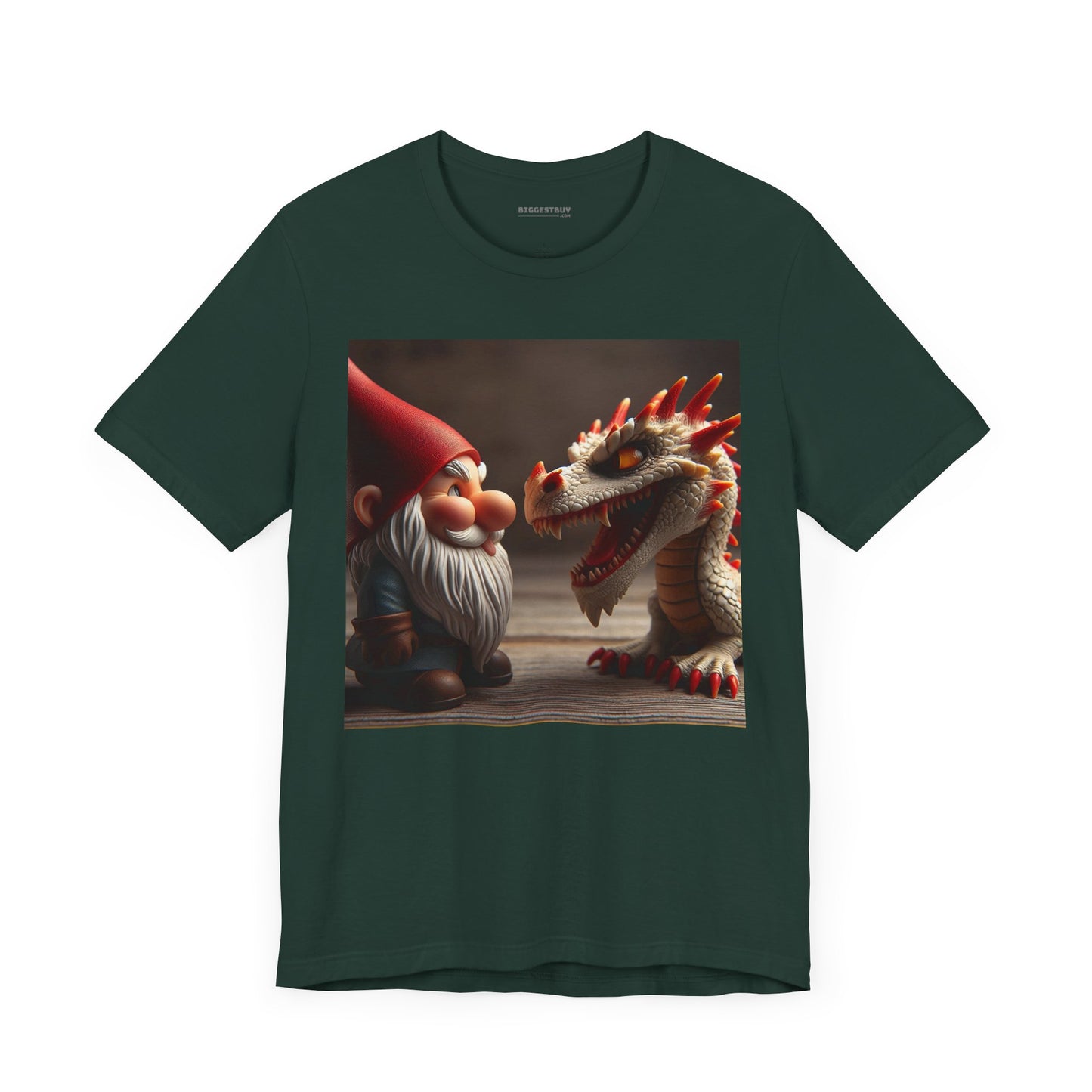 Camiseta | Unisex | Camiseta de punto | Manga corta | Fantasía Mitológica | Gnomo y Dragón