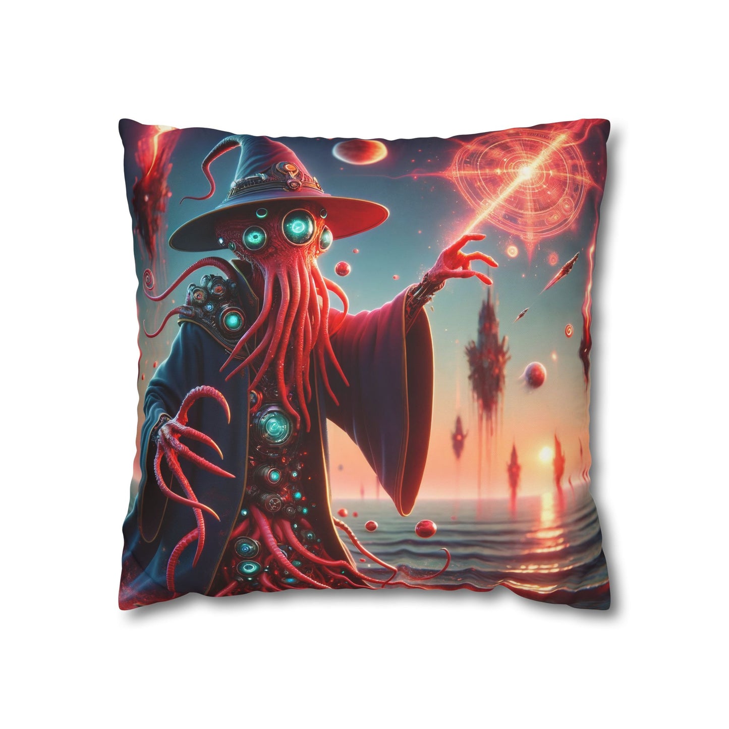 Kussensloop | Vierkant | Polyester canvas | Lovecraftiaanse Horror | Illithid