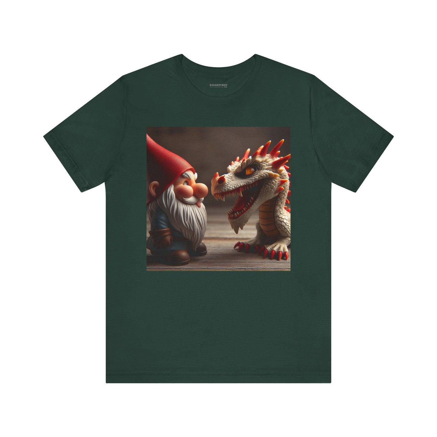 Camiseta | Unisex | Camiseta de punto | Manga corta | Fantasía Mitológica | Gnomo y Dragón