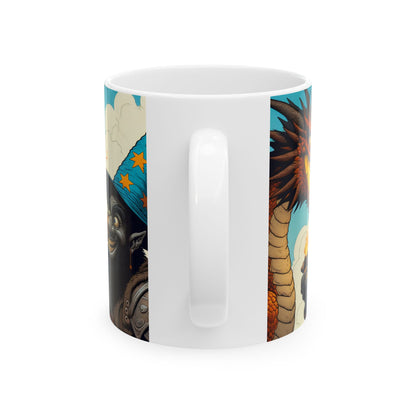 Taza | Cerámica | Blanca | Fantasía Épica | Duelo Mágico | Dragón