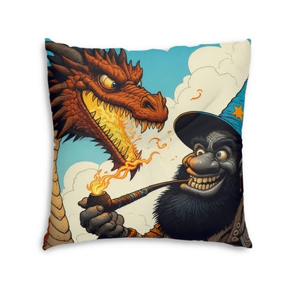 Almohada | Cojín de suelo | Con mechones | Cuadrado | Fantasía Épica | Duelo Mágico | Dragón