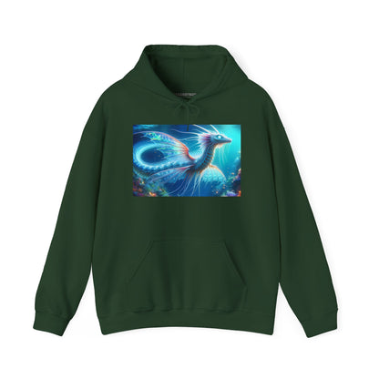 Bluza z kapturem | Unisex | Bluza dresowa z kapturem | Gruba mieszanka | Mitologia morska | Ryujin | Smok wodny