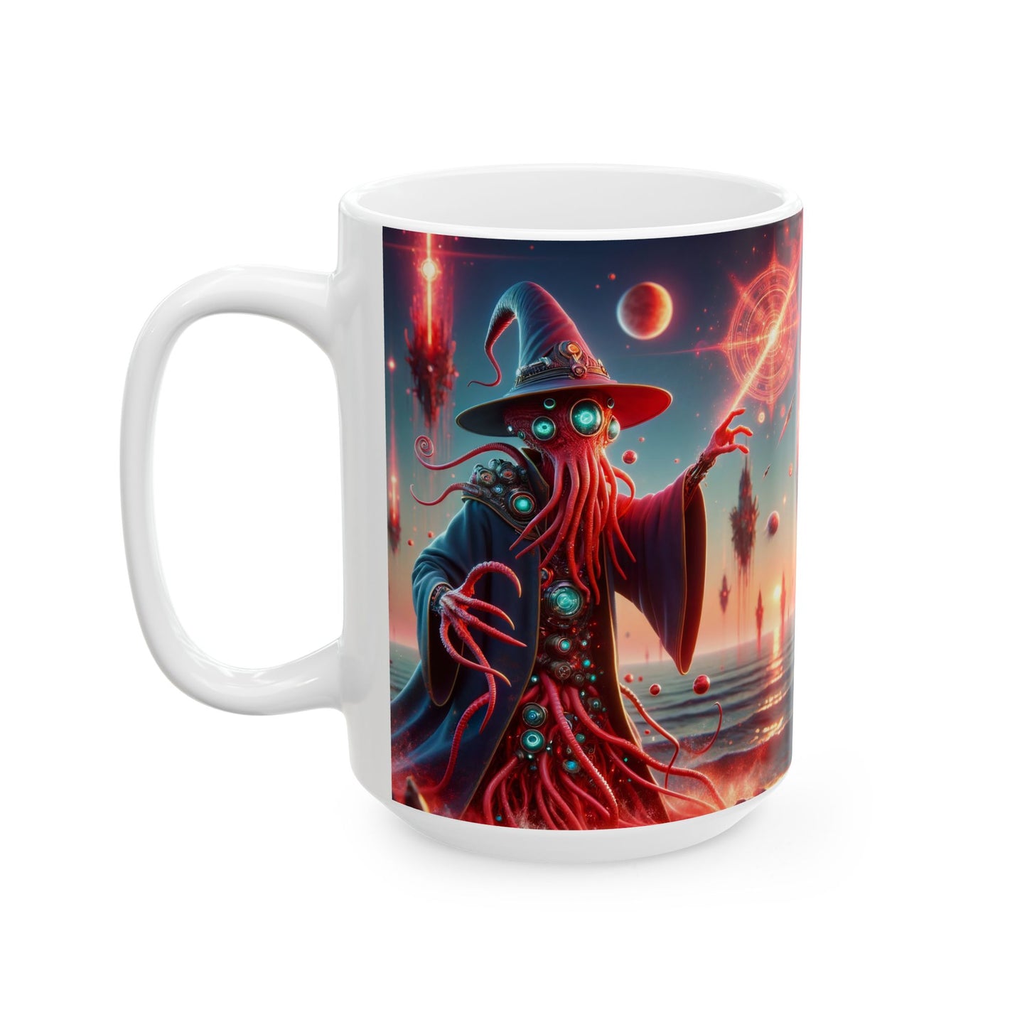 Taza | Cerámica | Blanca | Horror Cósmico | Mago Lovecraftiano