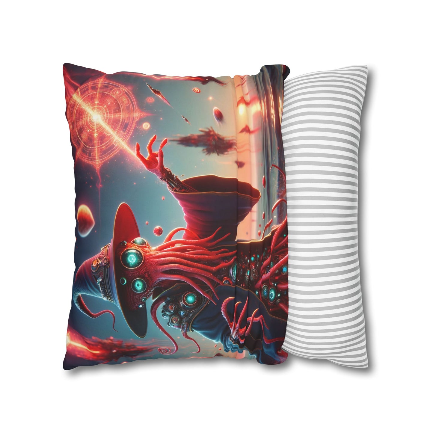 Kussensloop | Vierkant | Polyester canvas | Lovecraftiaanse Horror | Illithid