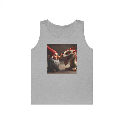 Camiseta de tirantes | Unisex | Algodón grueso | Fantasía Mitológica | Gnomo y Dragón