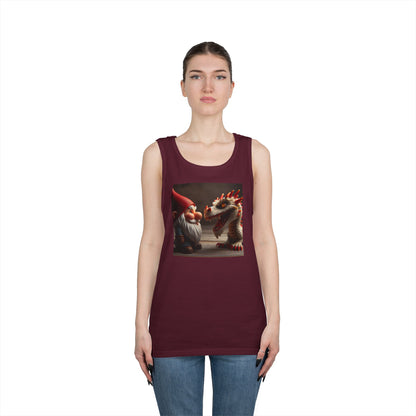 Camiseta de tirantes | Unisex | Algodón grueso | Fantasía Mitológica | Gnomo y Dragón