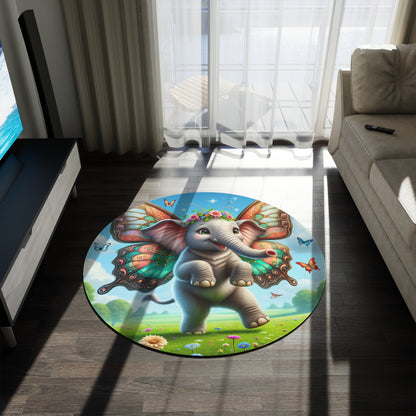 Alfombra | Redonda | Fantasía Mágica | Fábula Alada | Elefante