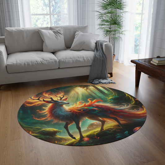 Alfombra | Redonda | Fantasía Elemental | Ciervo de Fuego
