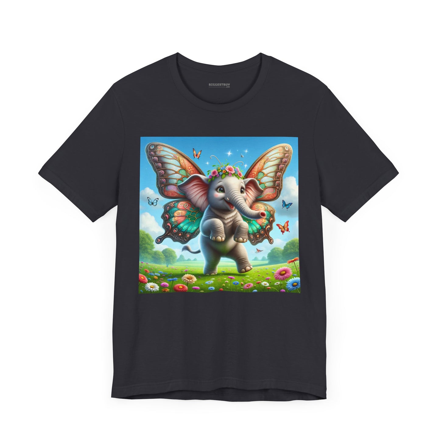 T-Shirt | Unisex | Kaos Jersey | Lengan Pendek | Fantasi Mitologi | Gajah Kupu-kupu