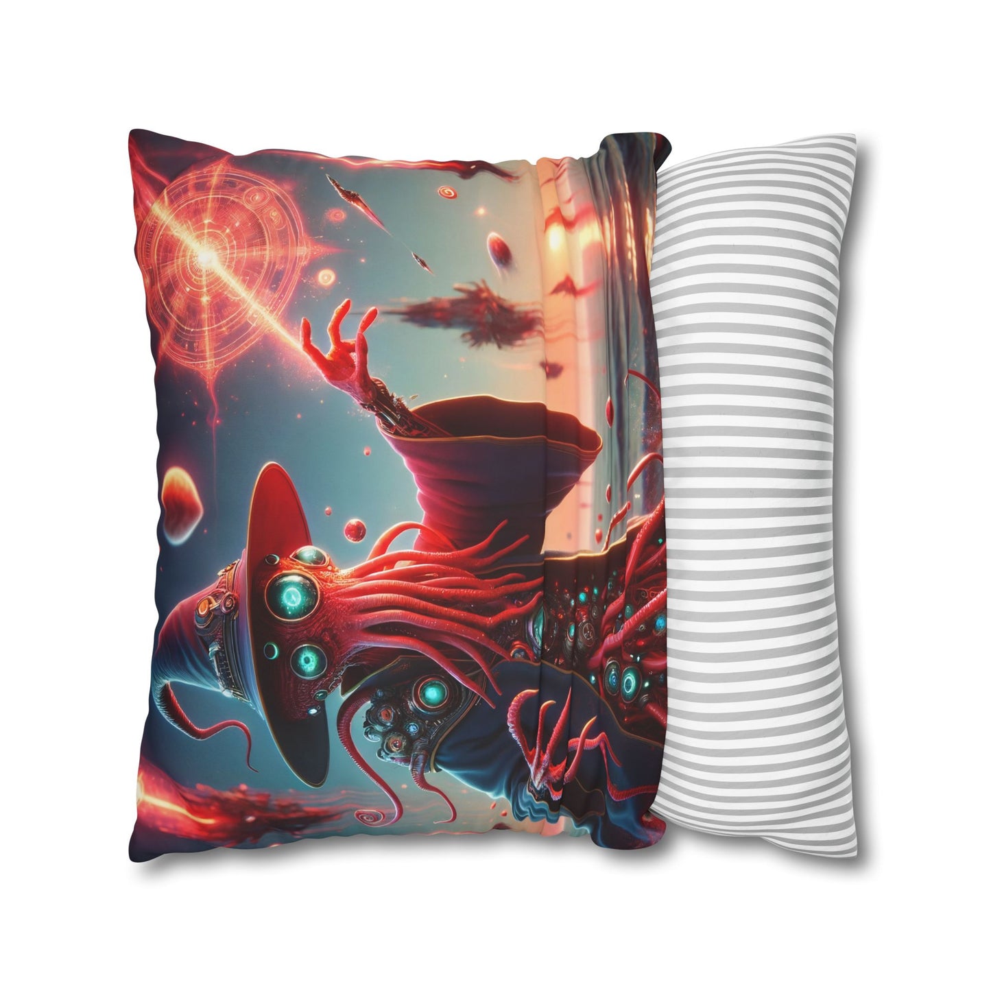 Kussensloop | Vierkant | Polyester canvas | Lovecraftiaanse Horror | Illithid