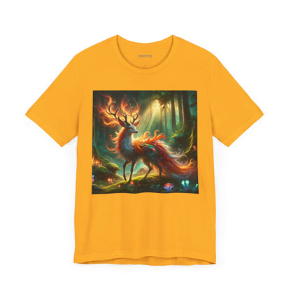T-shirt | Unisex | Maglietta in jersey | Manica corta | Mitologia Fantastica | Cervo di Fuoco