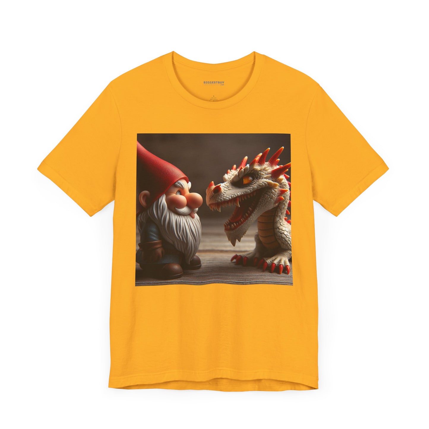 Camiseta | Unisex | Camiseta de punto | Manga corta | Fantasía Mitológica | Gnomo y Dragón