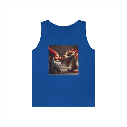 Camiseta de tirantes | Unisex | Algodón grueso | Fantasía Mitológica | Gnomo y Dragón