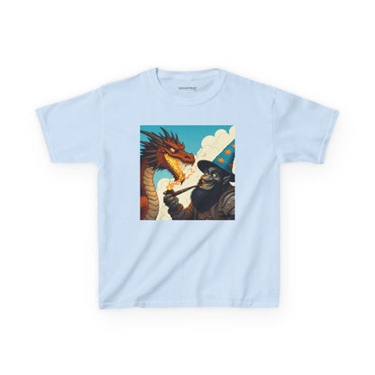 Camiseta | Camiseta Infantil | Algodão Pesado | Fantasia Épica | Duelo de Magia | Dragão
