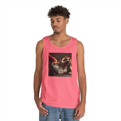 Camiseta de tirantes | Unisex | Algodón grueso | Fantasía Mitológica | Gnomo y Dragón