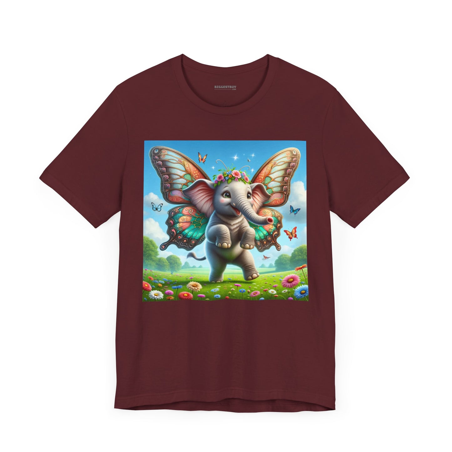 T-Shirt | Unisex | Kaos Jersey | Lengan Pendek | Fantasi Mitologi | Gajah Kupu-kupu