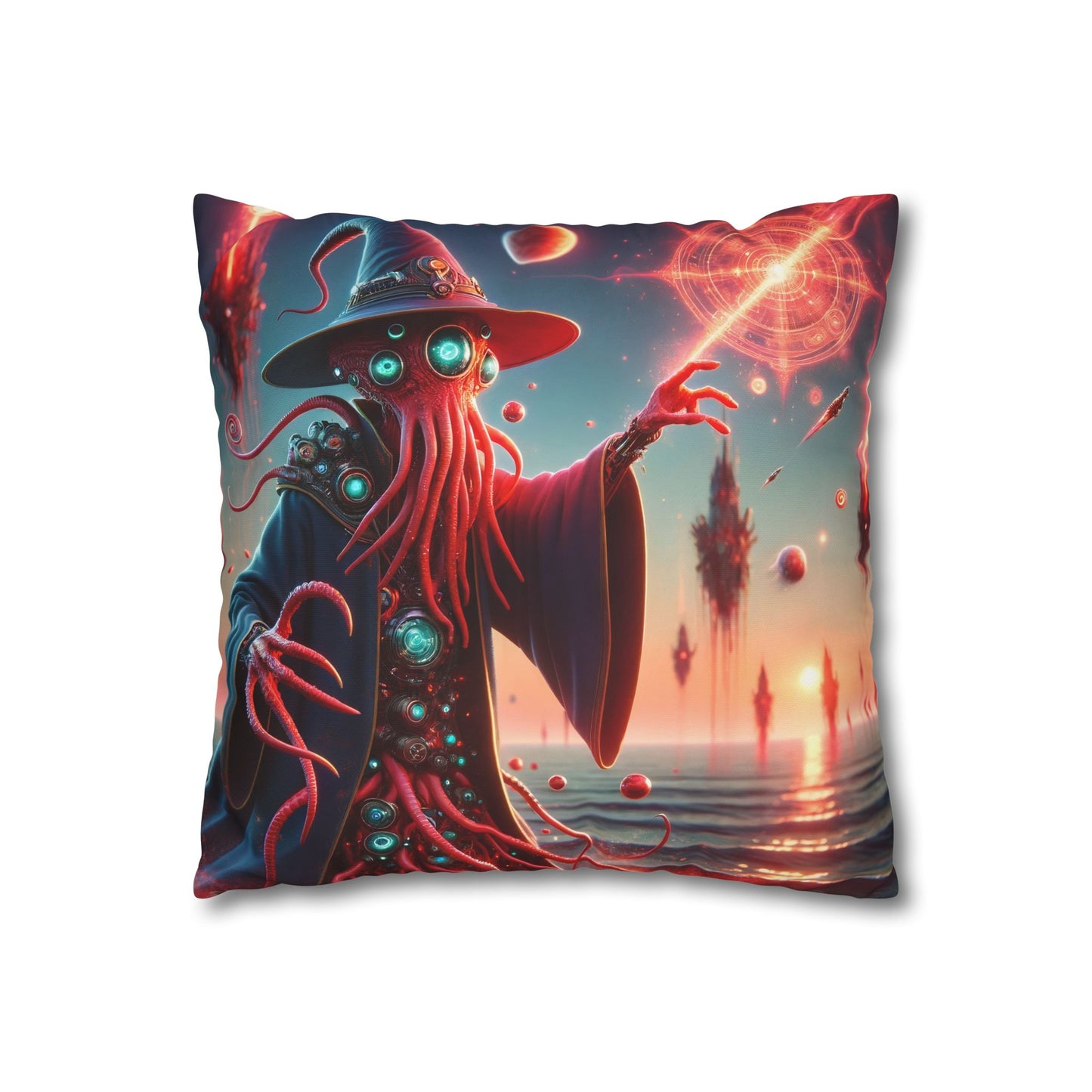 Kussensloop | Vierkant | Polyester canvas | Lovecraftiaanse Horror | Illithid