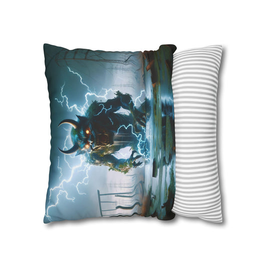 Funda de almohada | Cuadrado | Lienzo de poliéster | Horror Eldritch | Demonio Elemental