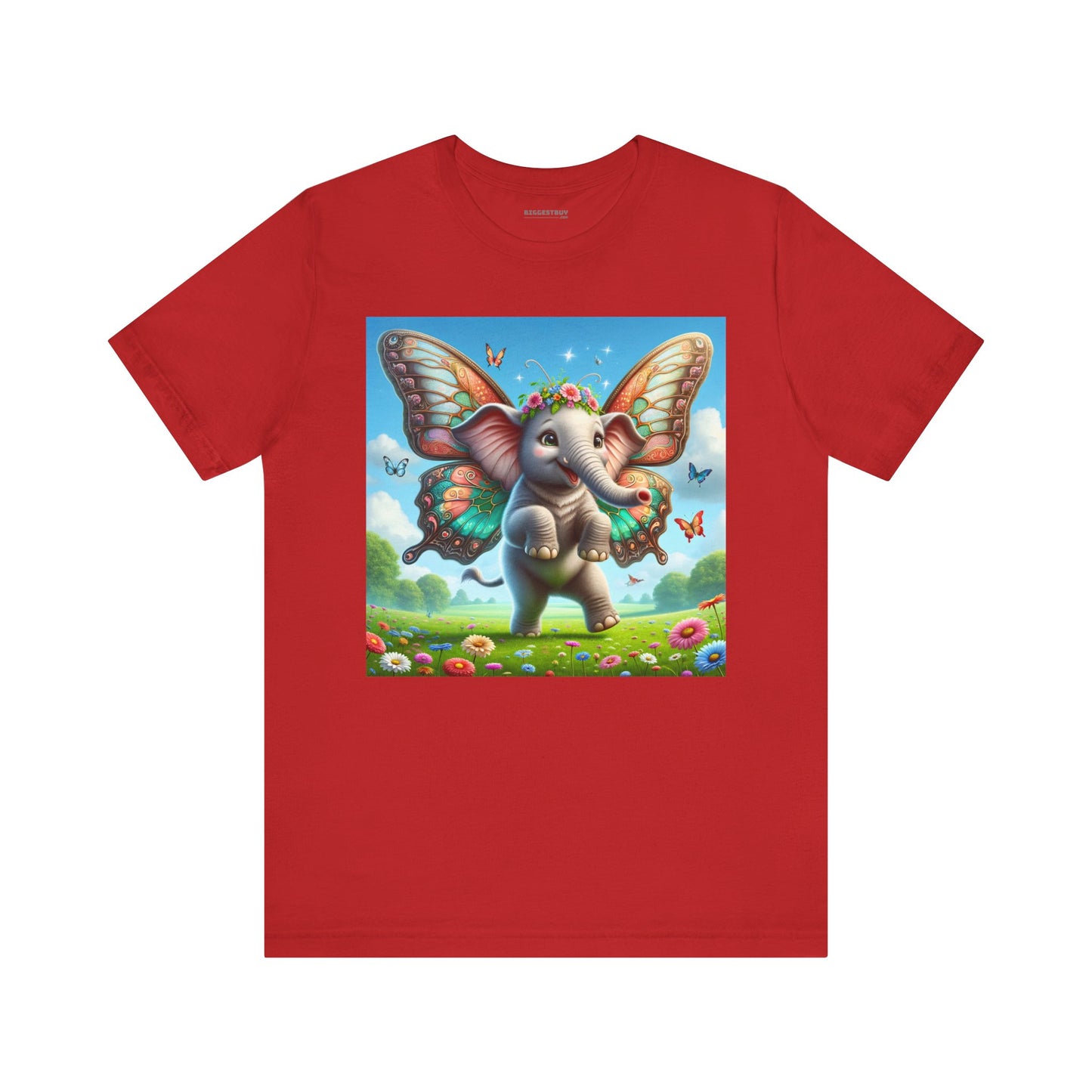 T-Shirt | Unisex | Kaos Jersey | Lengan Pendek | Fantasi Mitologi | Gajah Kupu-kupu