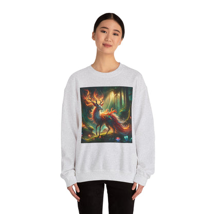 Bluza dresowa | Unisex | Okrągły dekolt | Gruba mieszanka | Mistyczna fantazja | Ognisty jeleń