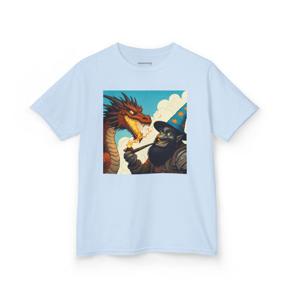 Camiseta | Camiseta Infantil | Algodão Pesado | Fantasia Épica | Duelo de Magia | Dragão
