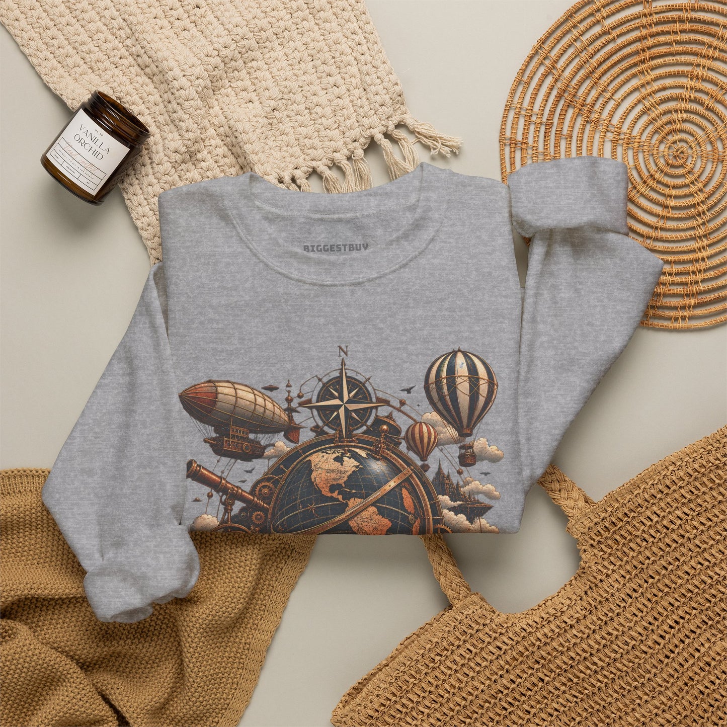 Steampunk Globe - Crewneck Sweatshirt