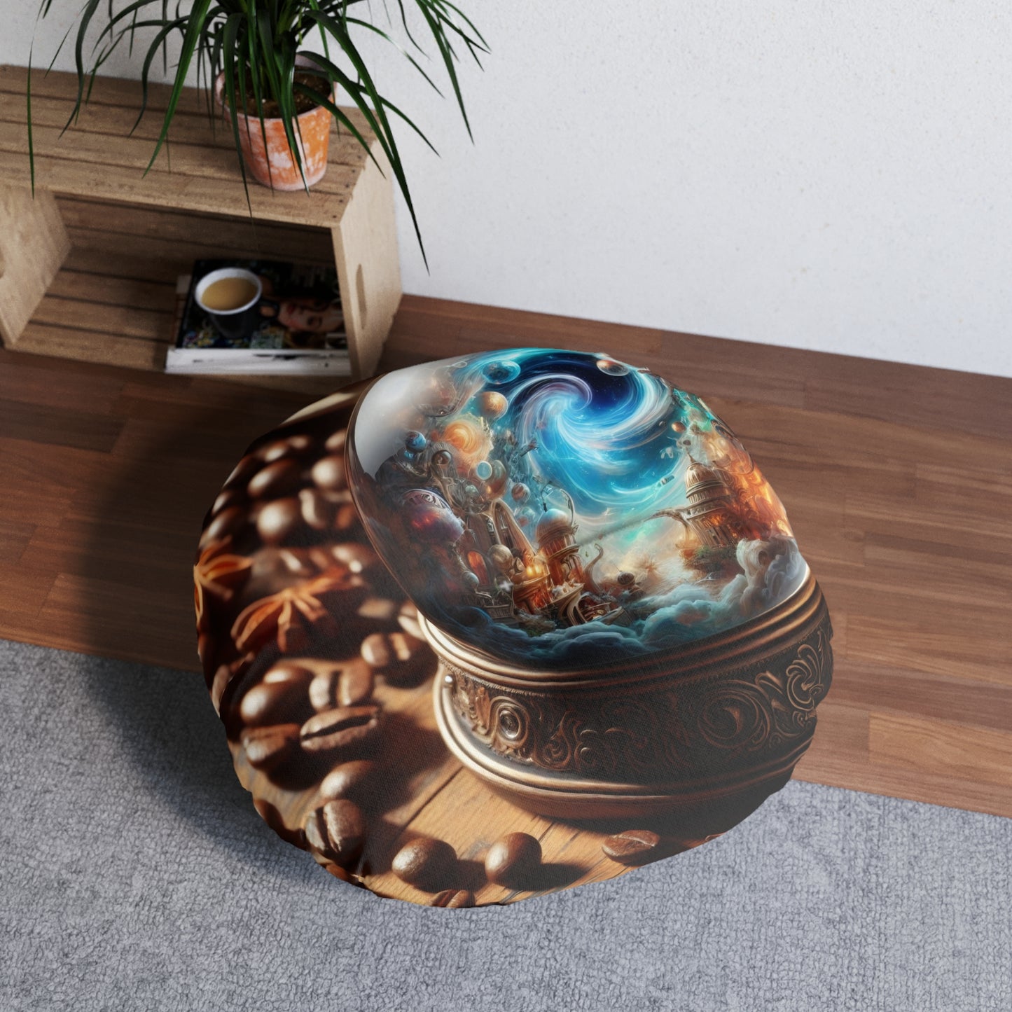 Kissen | Bodenkissen | Gesteppt | Rund | Kosmische Mythologie | Schneekugel