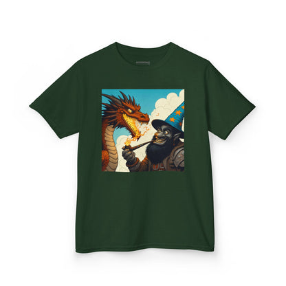 Camiseta | Camiseta Infantil | Algodão Pesado | Fantasia Épica | Duelo de Magia | Dragão