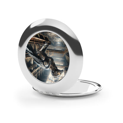 Miroir | Miroir de voyage | Compact | Steampunk | Rétrofuturisme | Corbeau