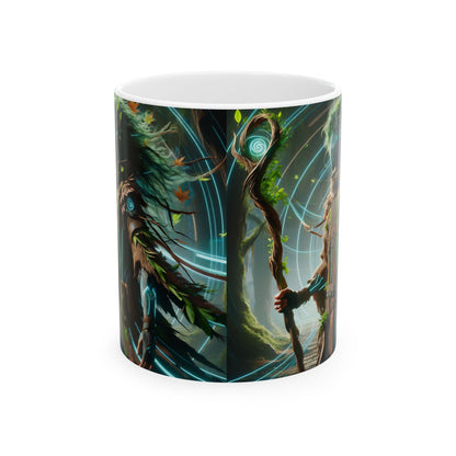 Mug | Keramik | Putih | Fiksi Techno-Shamanic | Pelindung Hutan