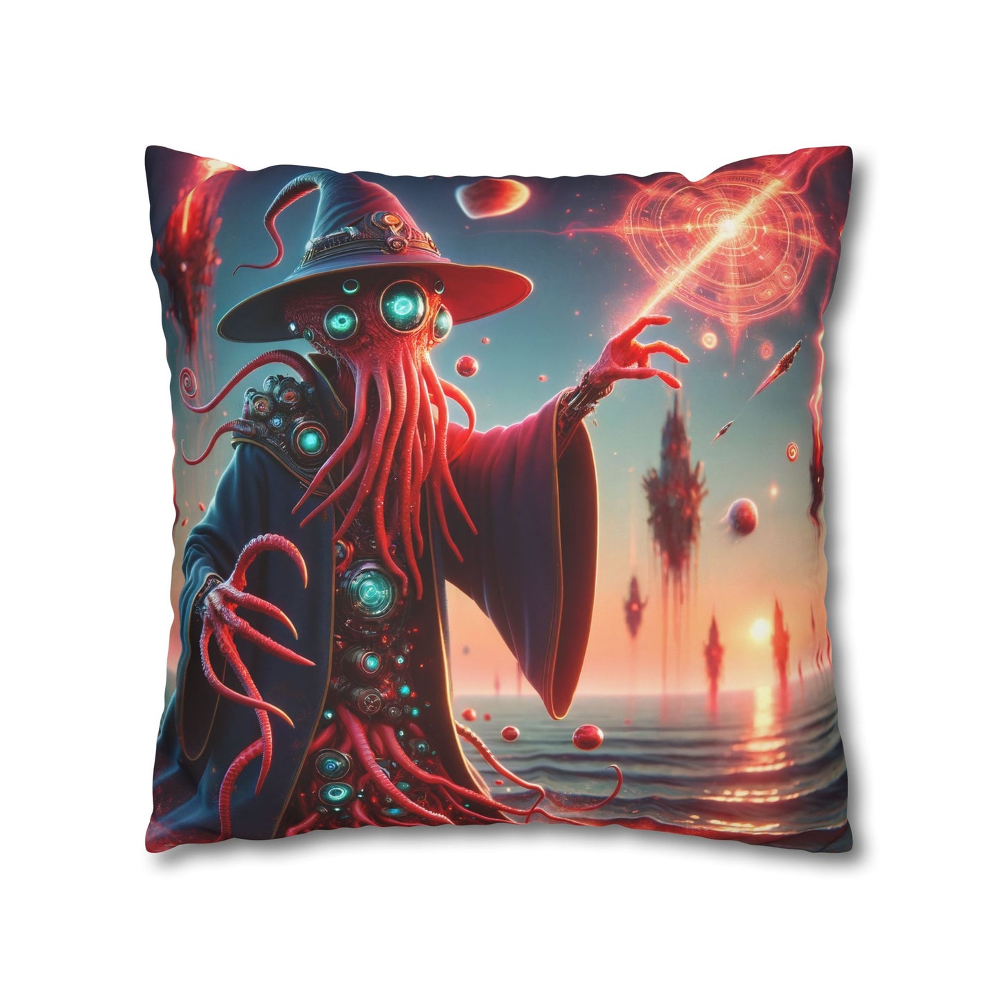 Kussensloop | Vierkant | Polyester canvas | Lovecraftiaanse Horror | Illithid