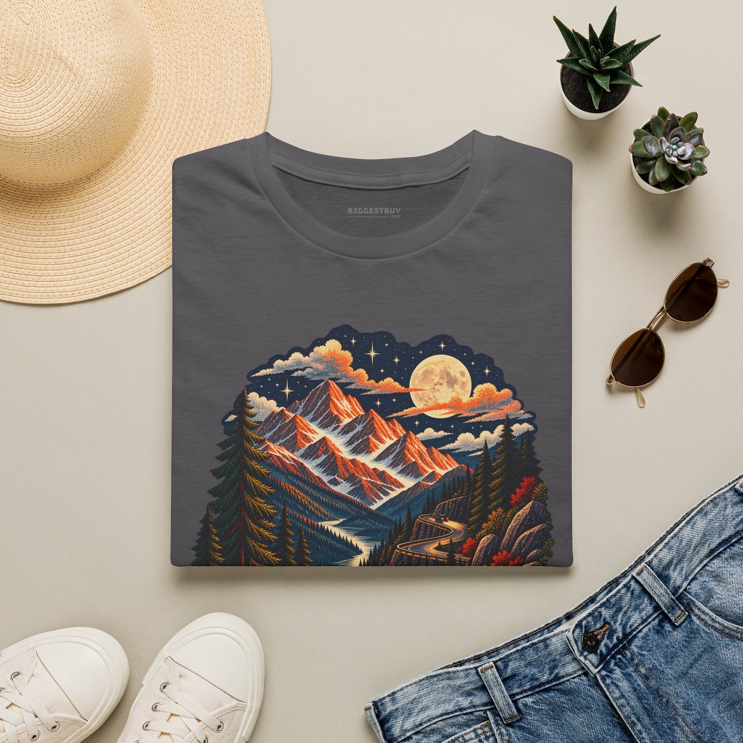 Moonlit Mountain - Softstyle T-Shirt