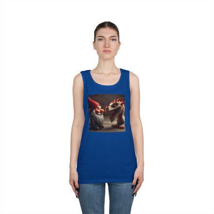 Camiseta de tirantes | Unisex | Algodón grueso | Fantasía Mitológica | Gnomo y Dragón