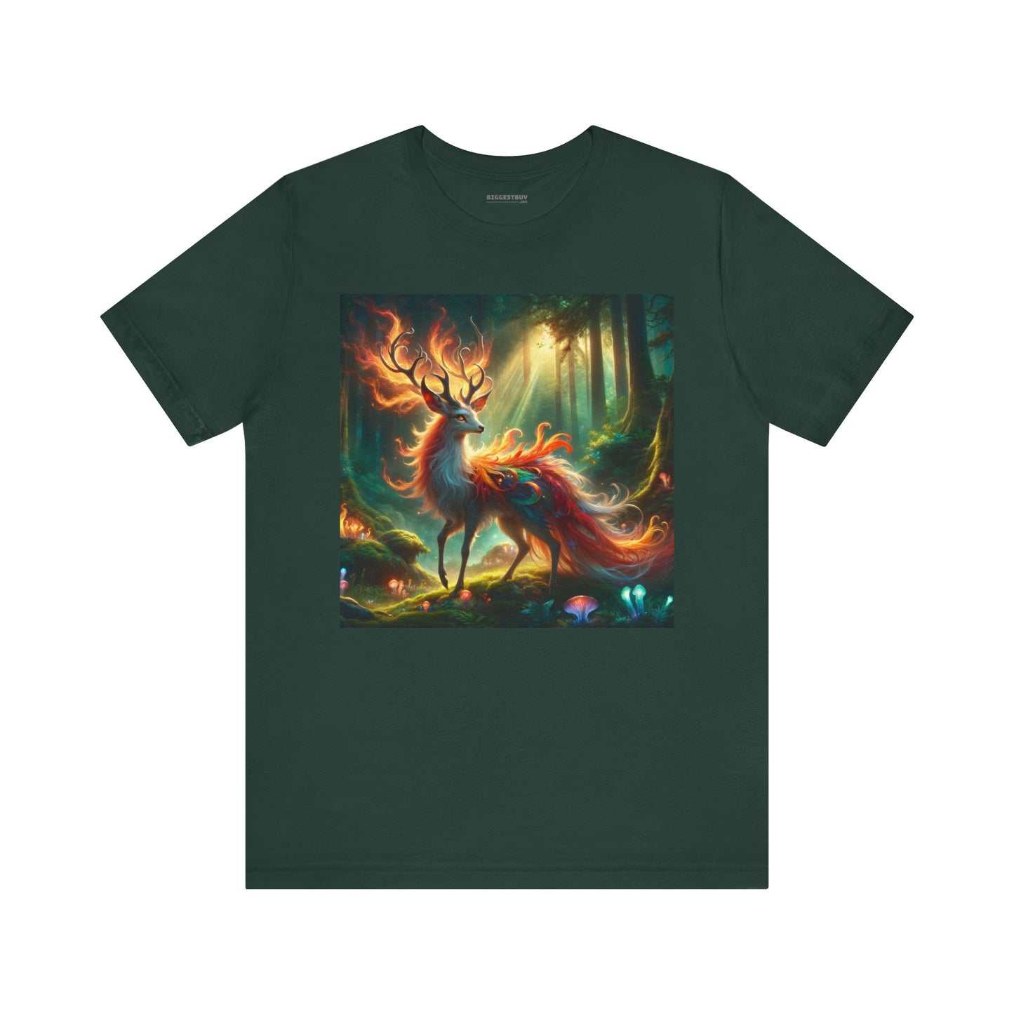 T-shirt | Unisex | Maglietta in jersey | Manica corta | Mitologia Fantastica | Cervo di Fuoco