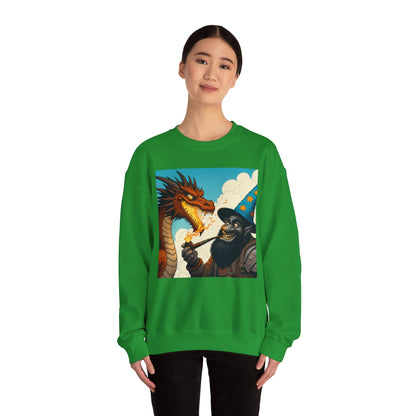 Bluza dresowa | Unisex | Okrągły dekolt | Gruba mieszanka | Heroiczne fantasy | Smok i czarodziej