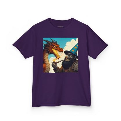 Camiseta | Camiseta Infantil | Algodão Pesado | Fantasia Épica | Duelo de Magia | Dragão