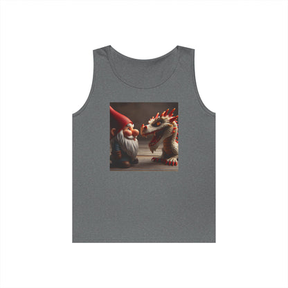 Camiseta de tirantes | Unisex | Algodón grueso | Fantasía Mitológica | Gnomo y Dragón