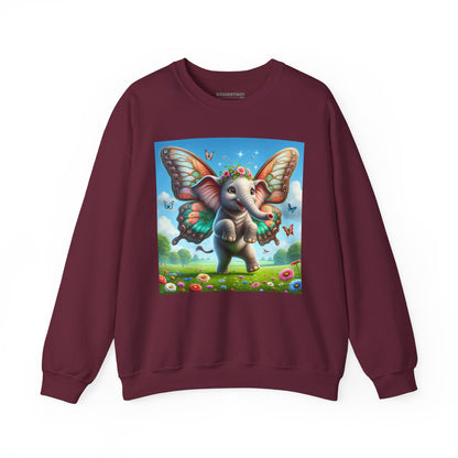 Bluza dresowa | Unisex | Okrągły dekolt | Gruba mieszanka | Baśniowa fauna | Airavata | Słonik