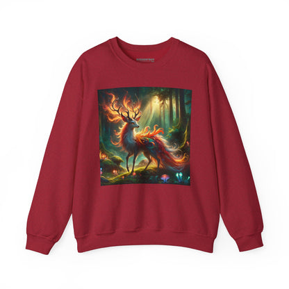 Bluza dresowa | Unisex | Okrągły dekolt | Gruba mieszanka | Mistyczna fantazja | Ognisty jeleń