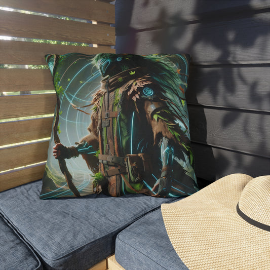 Almohada | Almohada de exterior | Fantasía Eco-Tecnológica | Chamán del Bosque
