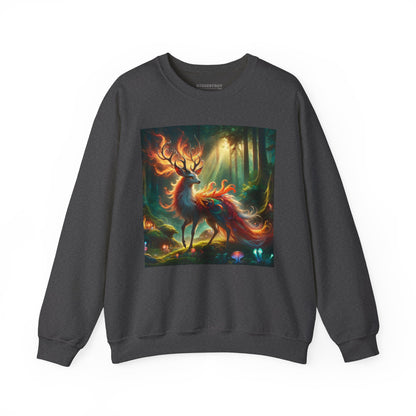 Bluza dresowa | Unisex | Okrągły dekolt | Gruba mieszanka | Mistyczna fantazja | Ognisty jeleń