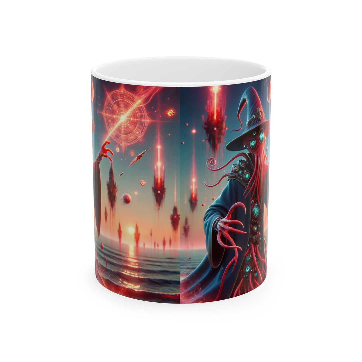 Taza | Cerámica | Blanca | Horror Cósmico | Mago Lovecraftiano