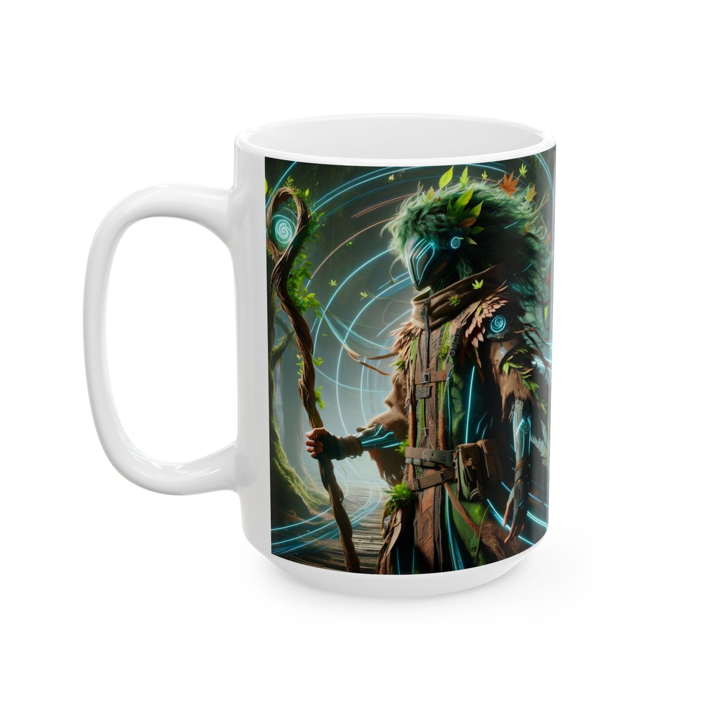 Mug | Keramik | Putih | Fiksi Techno-Shamanic | Pelindung Hutan