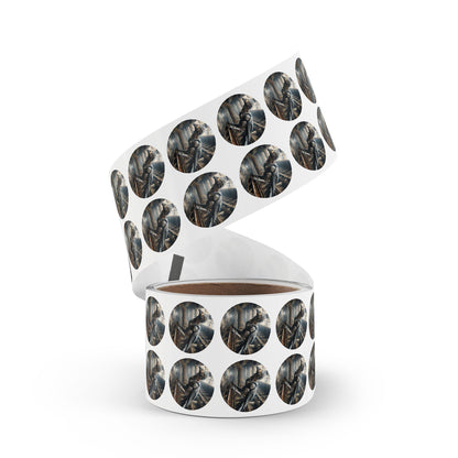 Stickerlabelrol | Rond | Steampunk | Klokwerk Mechanica | Raaf