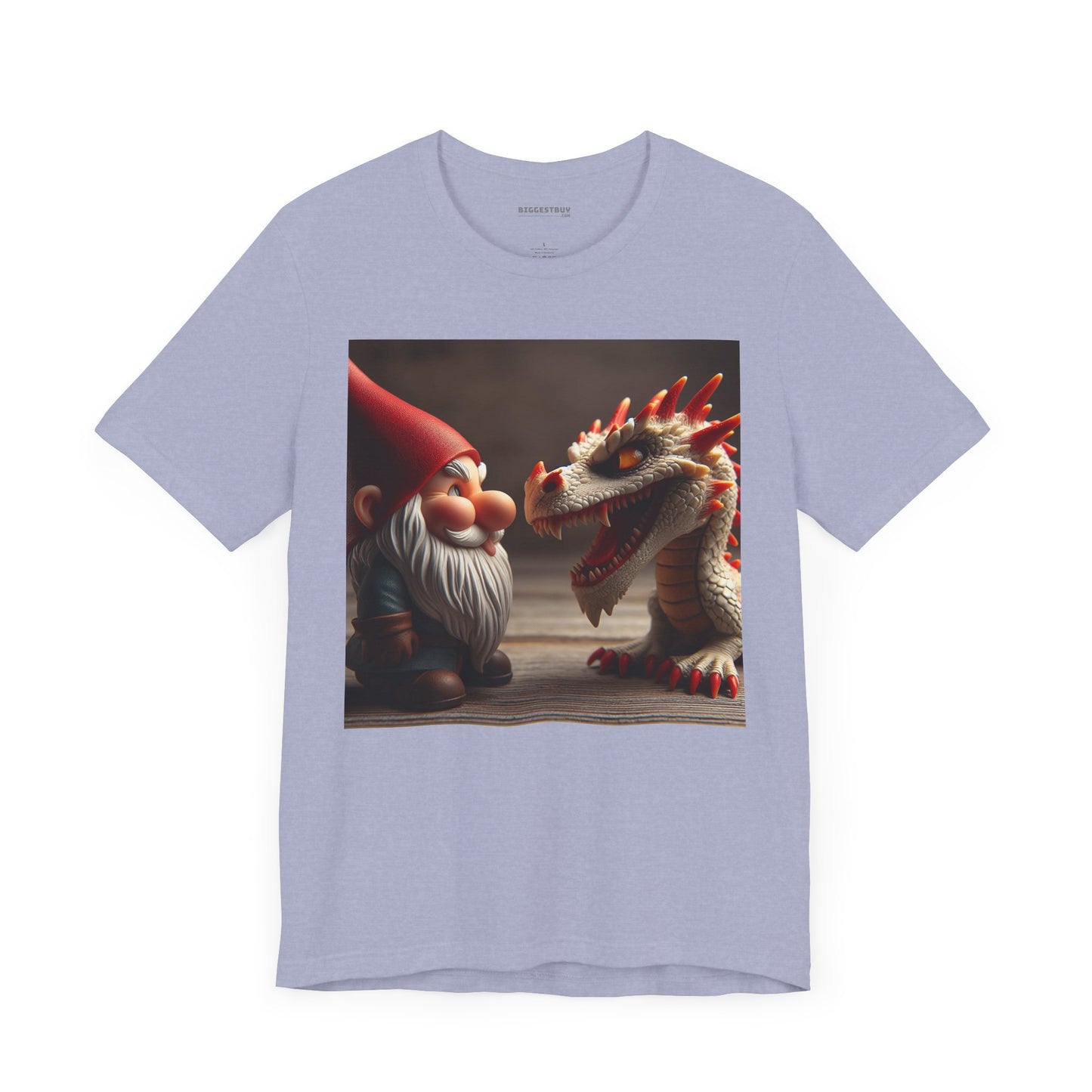 Camiseta | Unisex | Camiseta de punto | Manga corta | Fantasía Mitológica | Gnomo y Dragón